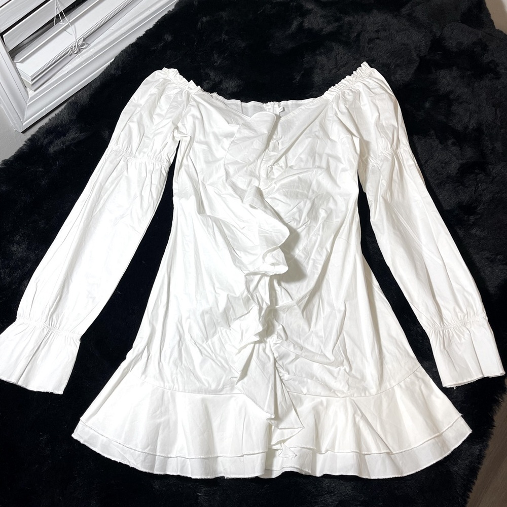 White off the shoulder babydoll dress